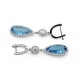 Blue Topaz Quartz Silver Earrings for evil eye protection