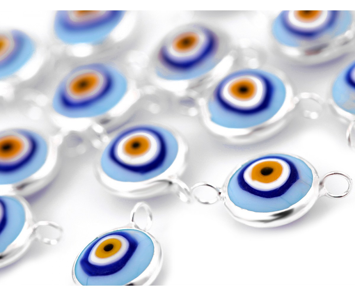 Ceramic Evil Eye Beads Turquoise - 30 pcs for evil eye protection