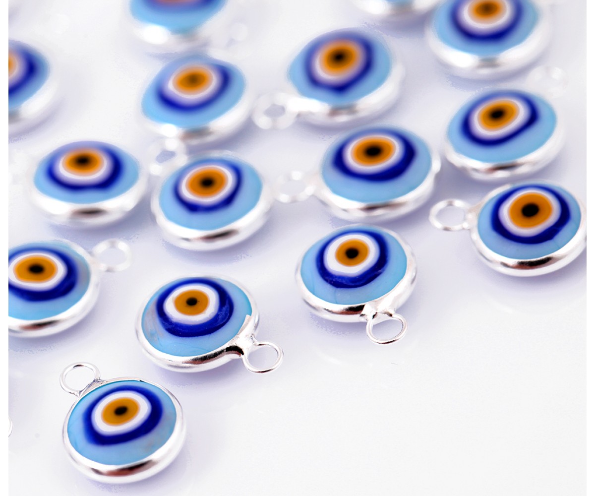 Ceramic Evil Eye Beads Turquoise - 30 pcs for evil eye protection