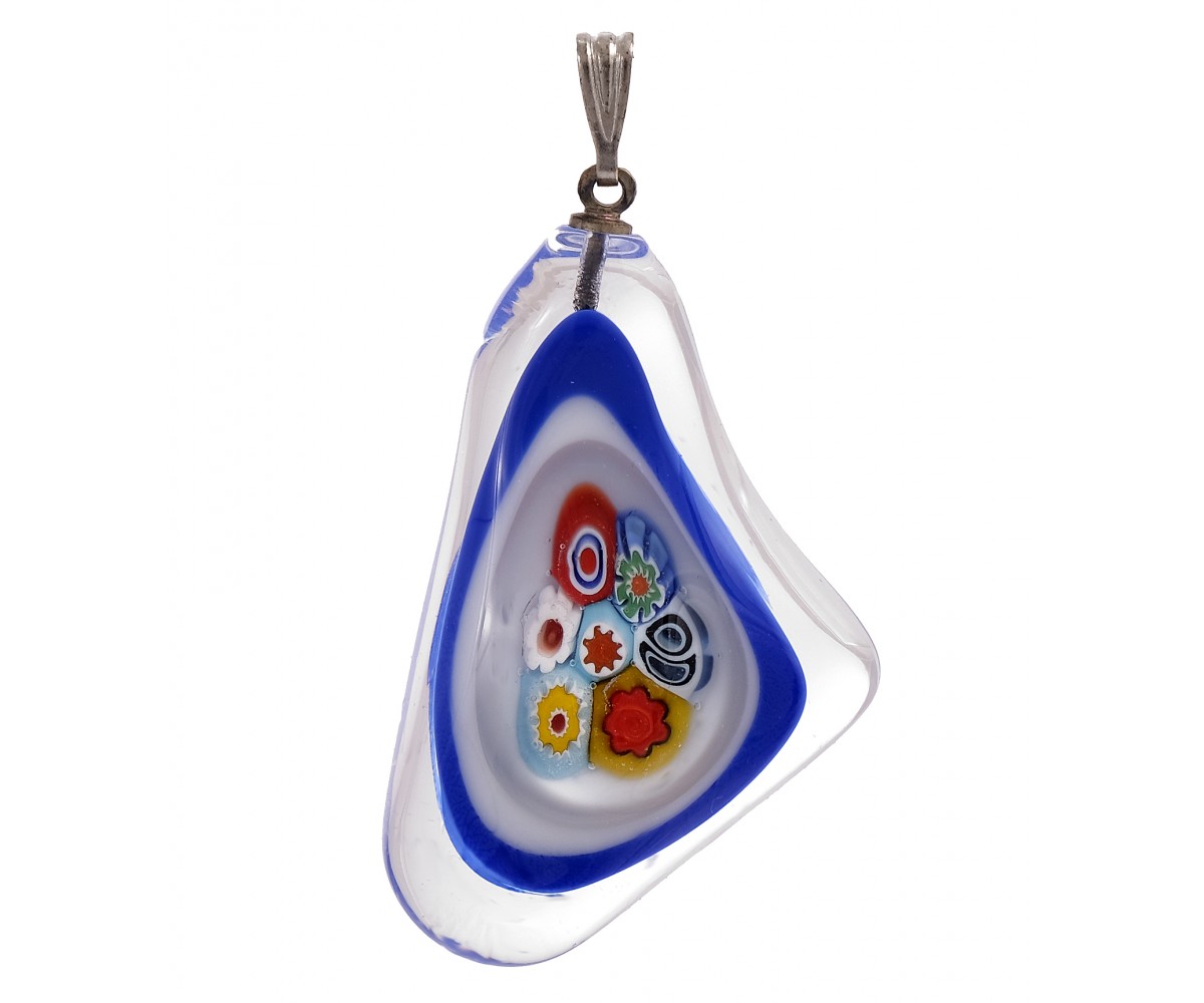 Handmade Glass Pendant with Flowers for evil eye protection