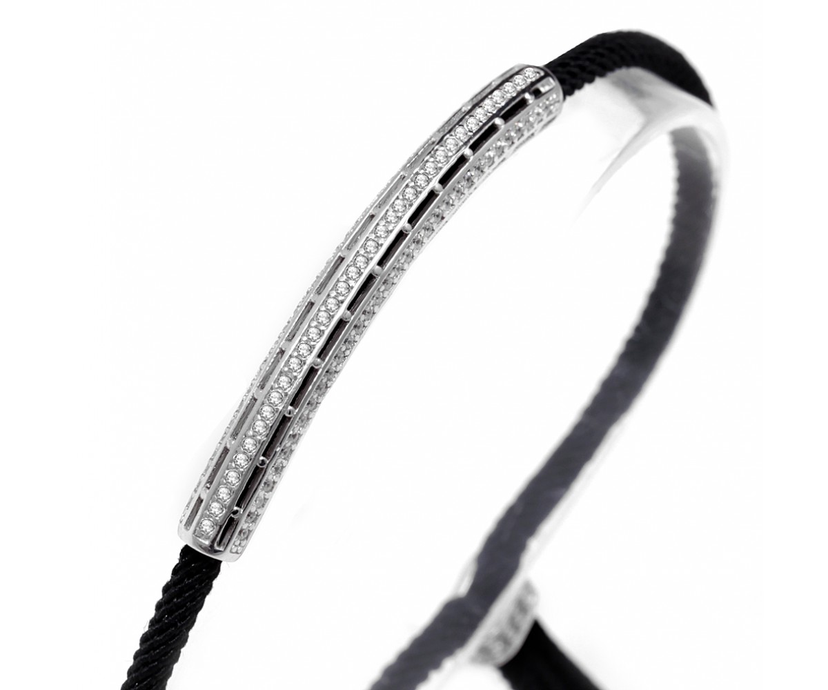Adjustable Silver Cz Bar Bracelet for evil eye protection
