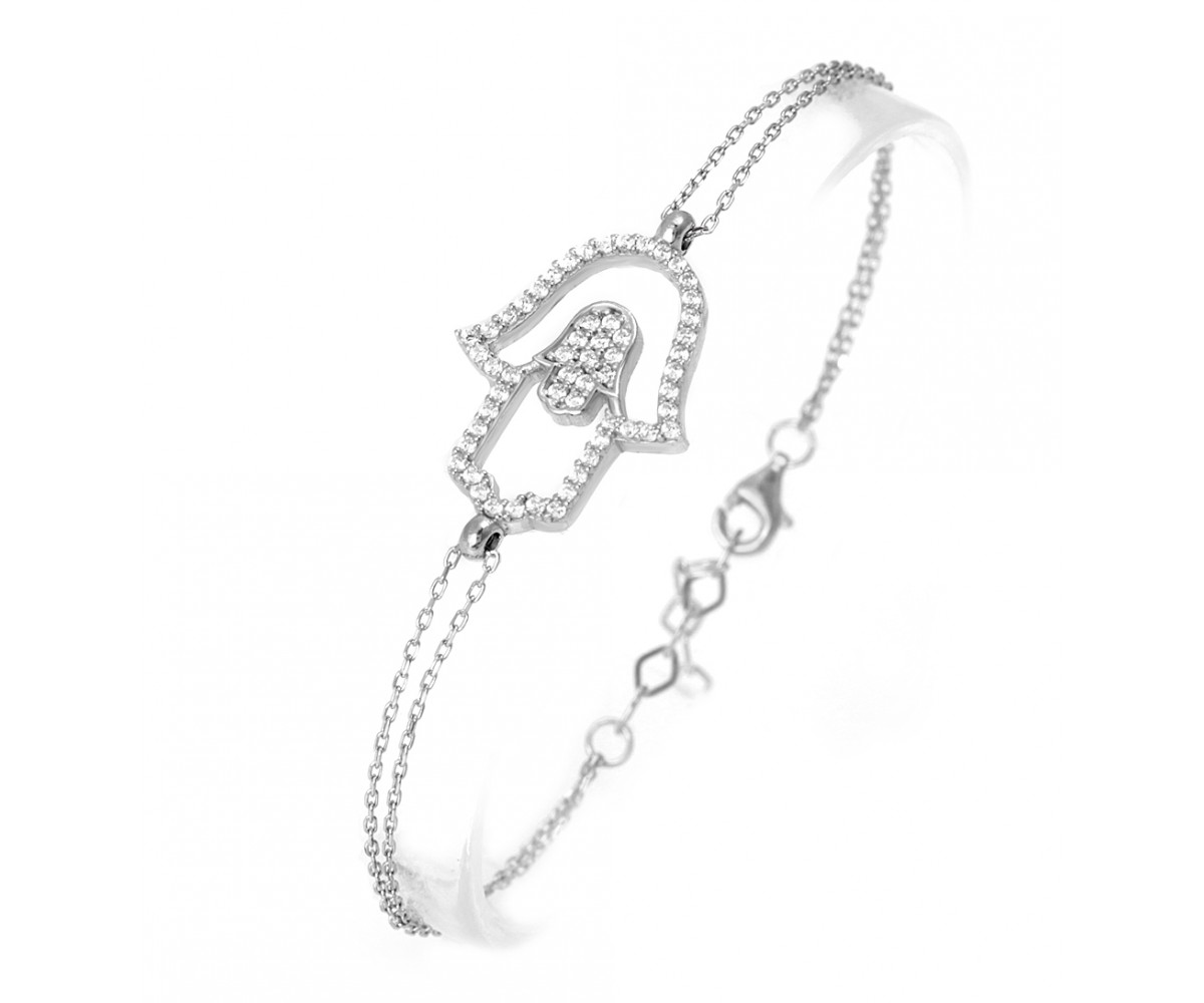 Double Chain Hand in Hamsa Bracelet for evil eye protection