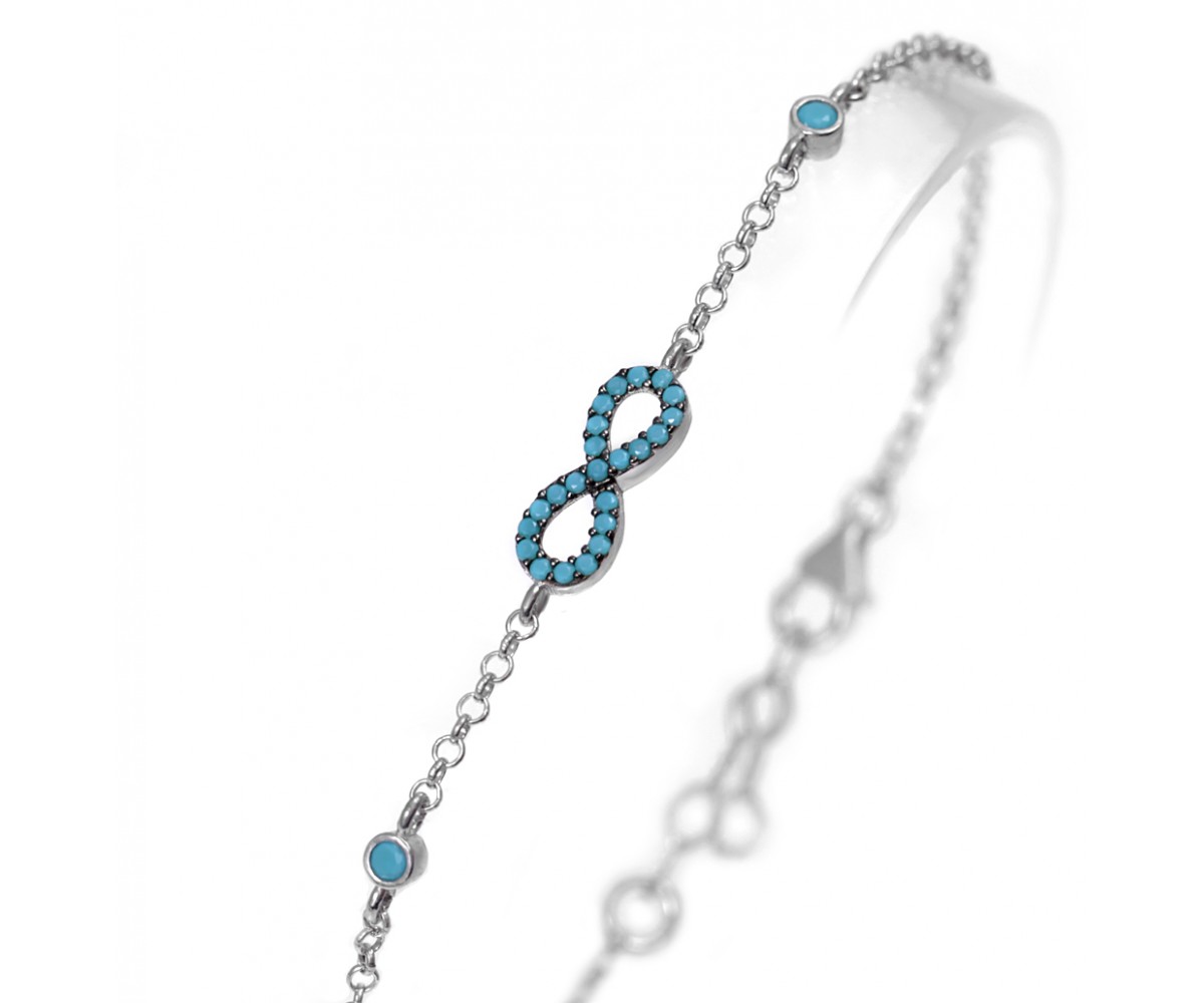 Infinity Bracelet with Nano Turquoise stones for evil eye protection
