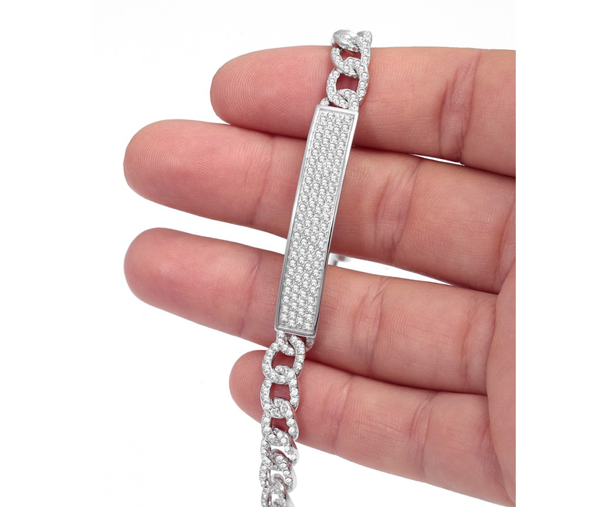 Luxury ID Bracelet with Cz Stones for evil eye protection