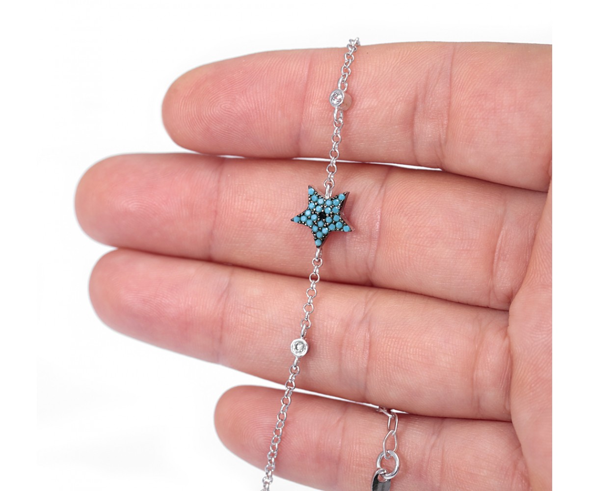 Nano Turquoise Stones Star Bracelet for evil eye protection