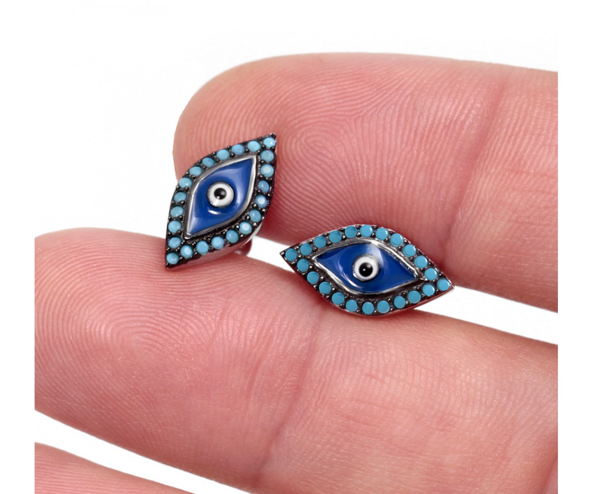 Evil Eye Earrings with Enamel Blue Evil Eye for evil eye protection