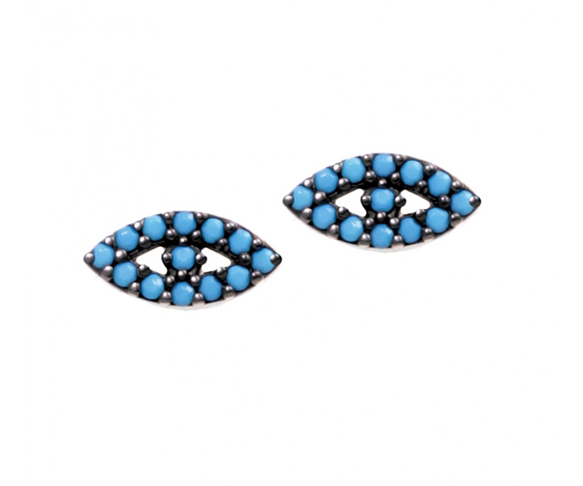 Evil Eye Earrings with Nano Turquoise Stones for evil eye protection