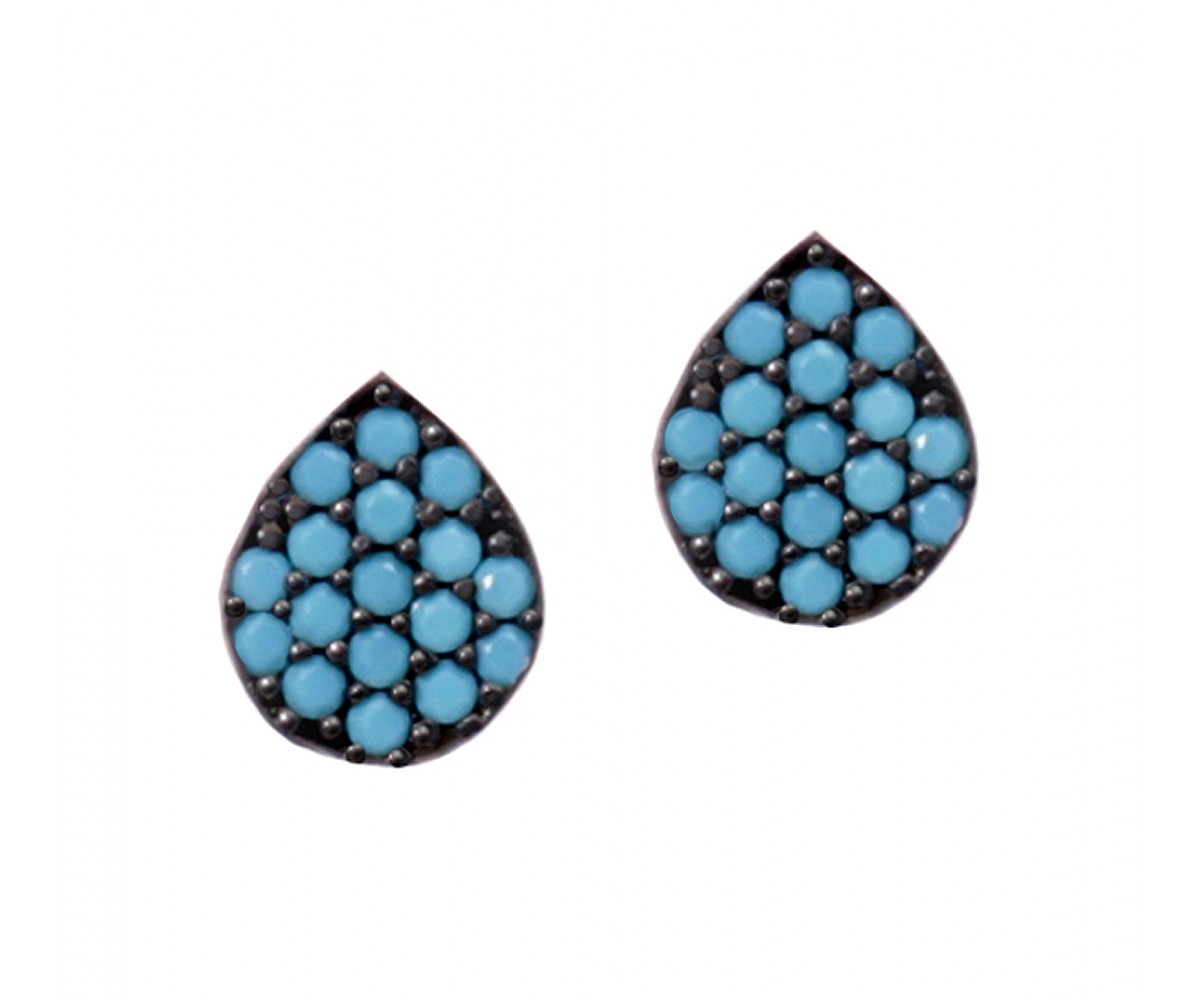 Sterling Silver Earrings with Nano Turquoise Stones for evil eye protection