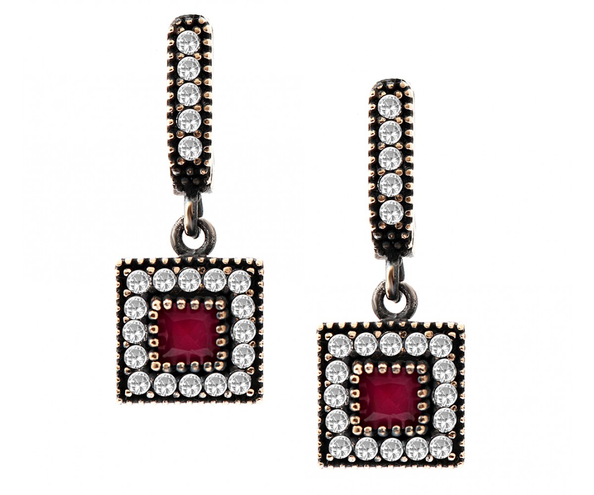 Turkish Style Ruby Earrings for evil eye protection