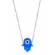 Blue Opal Hamsa Necklace with Evil Eye for evil eye protection