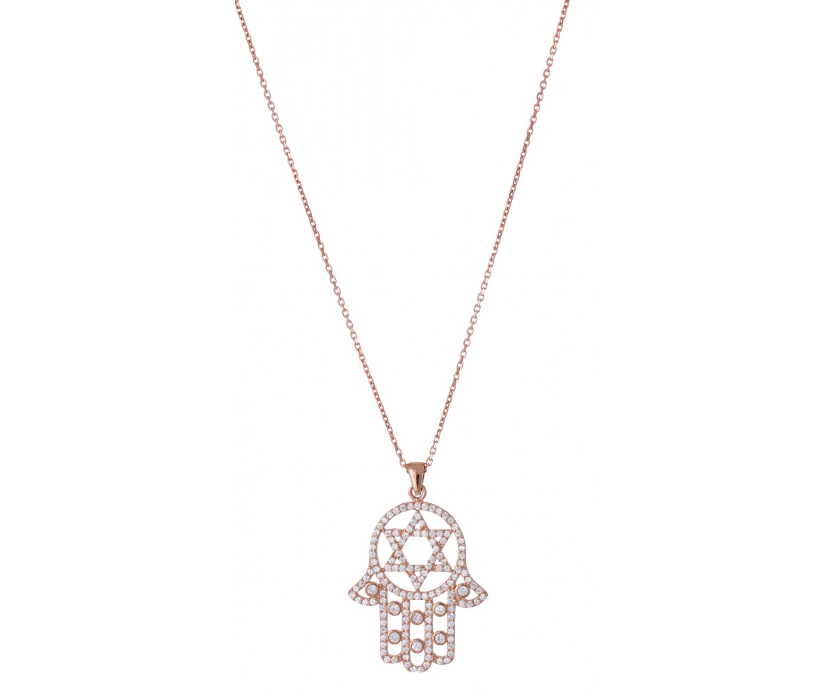 Judaica Hamsa Hand Necklace for evil eye protection