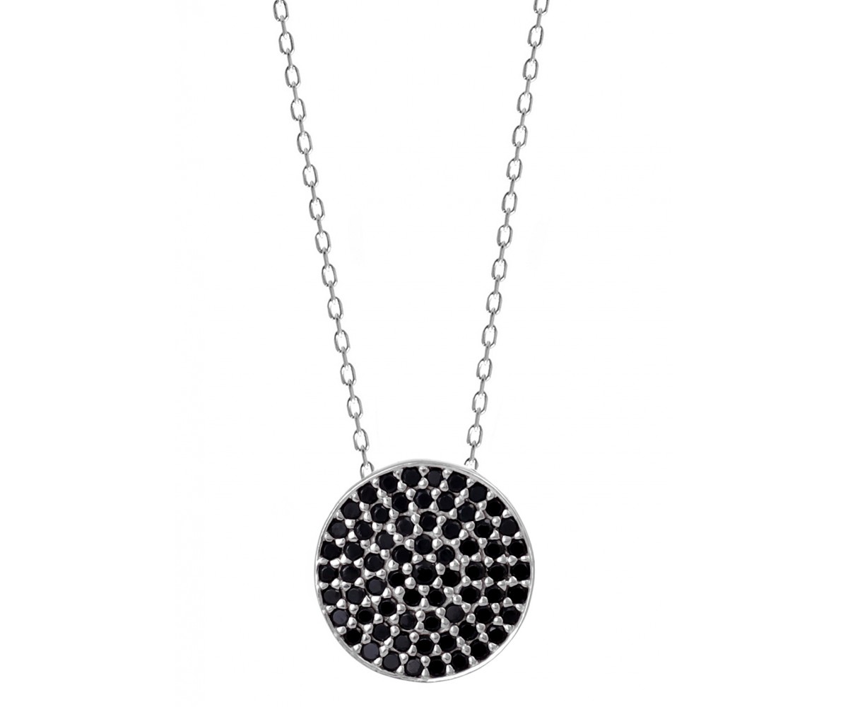 Silver Disc Pendant Necklace for evil eye protection