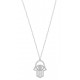 Silver Hamsa Necklace with Cz Stones for evil eye protection