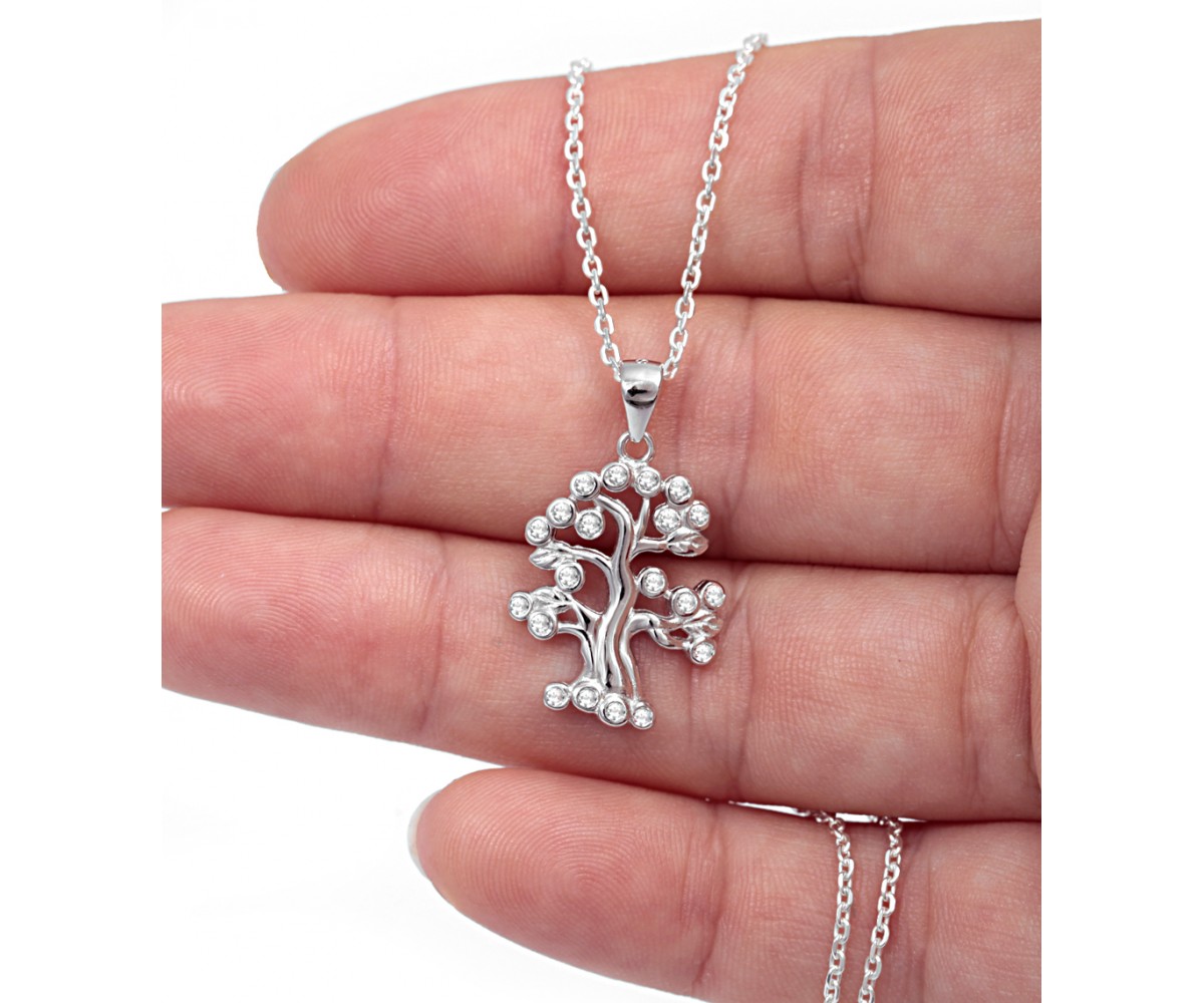Silver Tree Pendant Necklace for evil eye protection