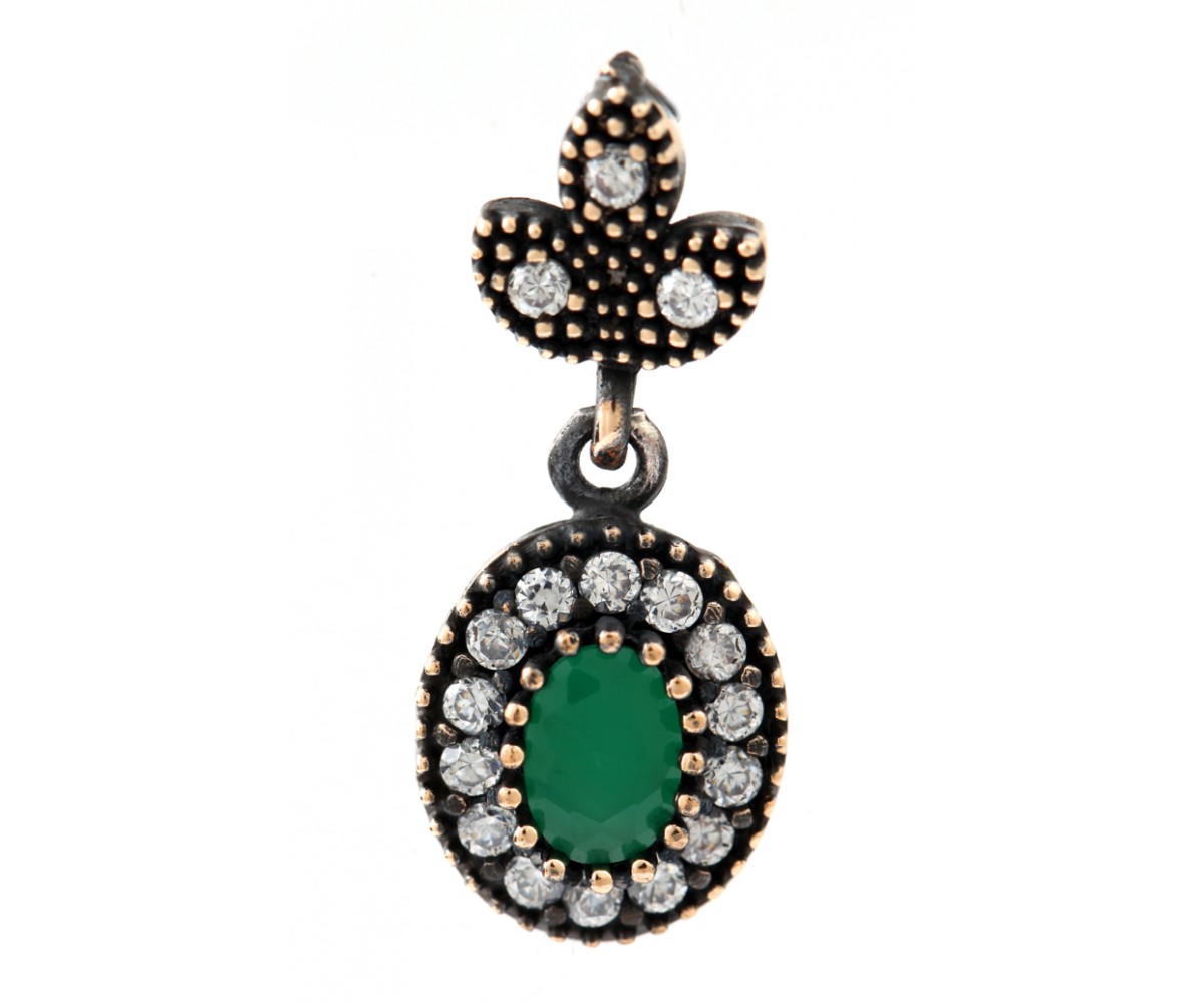 Antique Style Emerald Pendant for evil eye protection