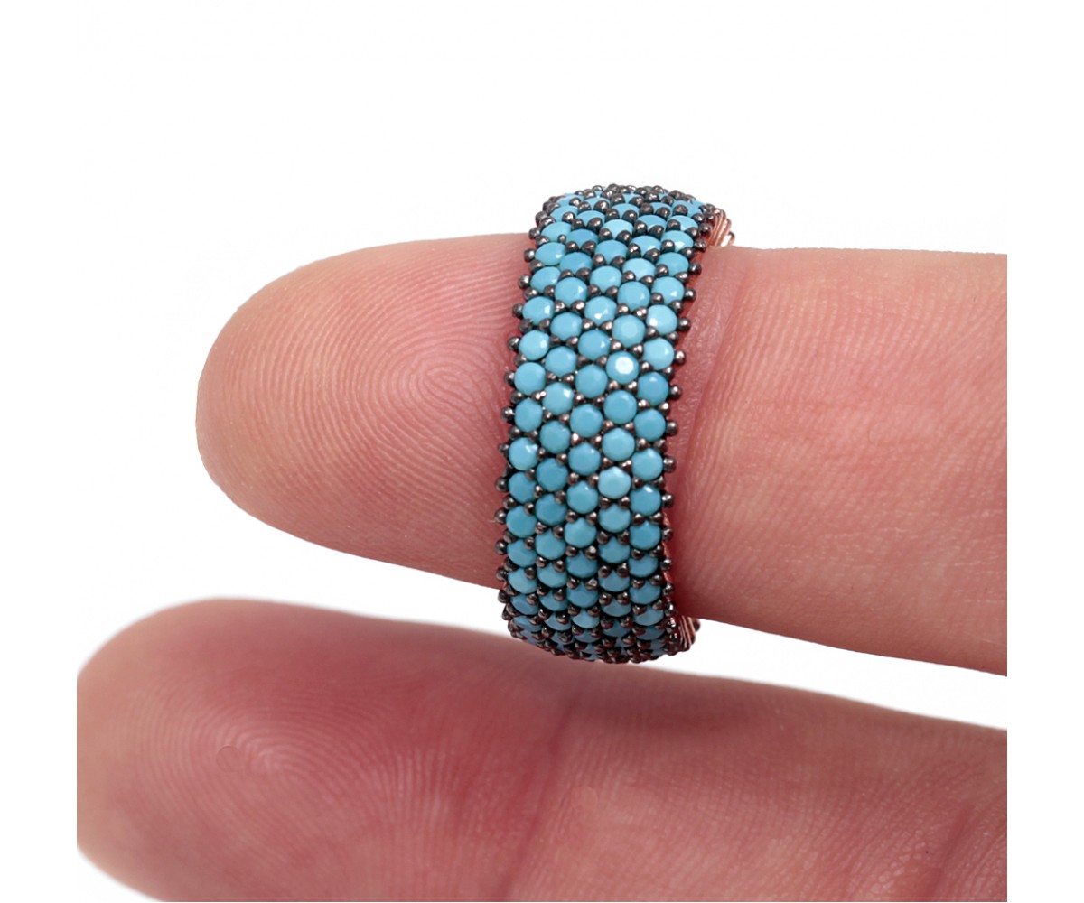 Nano Turquoise Gemstone Wedding Ring for evil eye protection